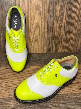 NEW Footjoy Myjoys Premiere Series Wilcox Golf Shoes Neon Yellow/White Men’s 8!